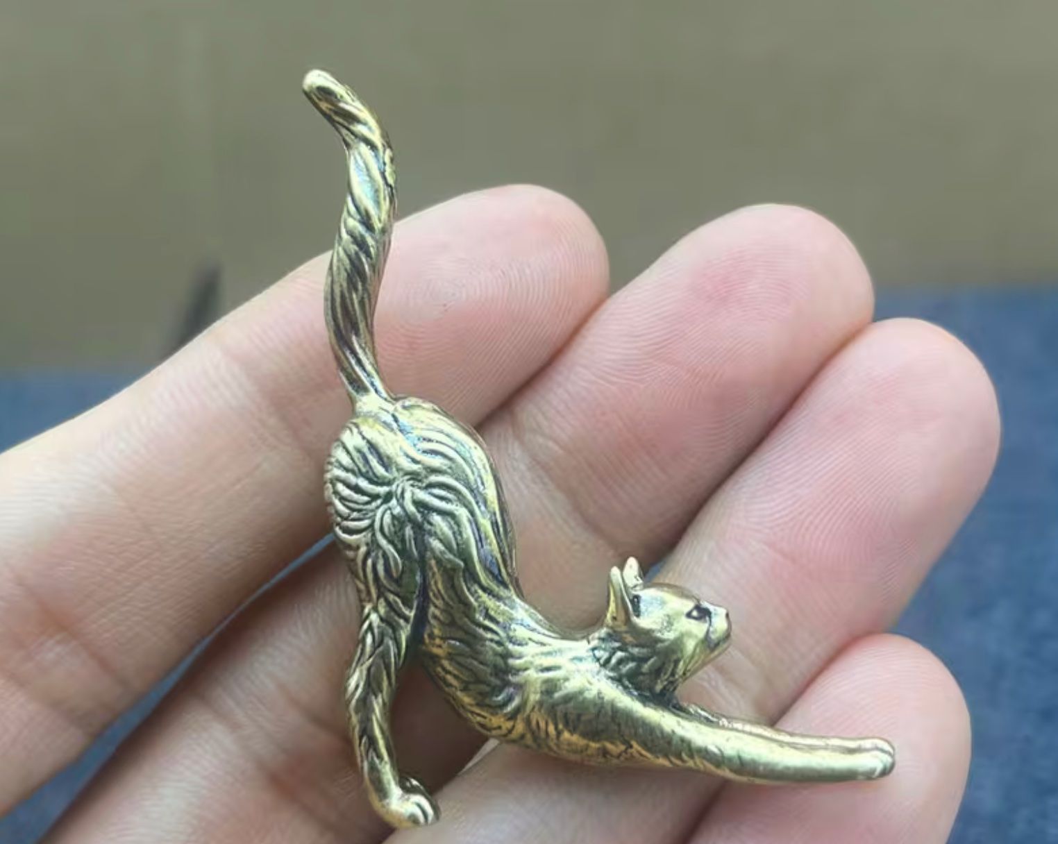 Statuette: Miniatur-Katze aus massivem Messing feine Handarbeit – Nuovo e nell'imballaggio originale da Langenthal venduto da Seelenfreunde 6