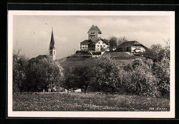 Cartoline postali: AK Uster, Ortspartie mit Kirche – Usato da Berlin venduto da bartko-reher
