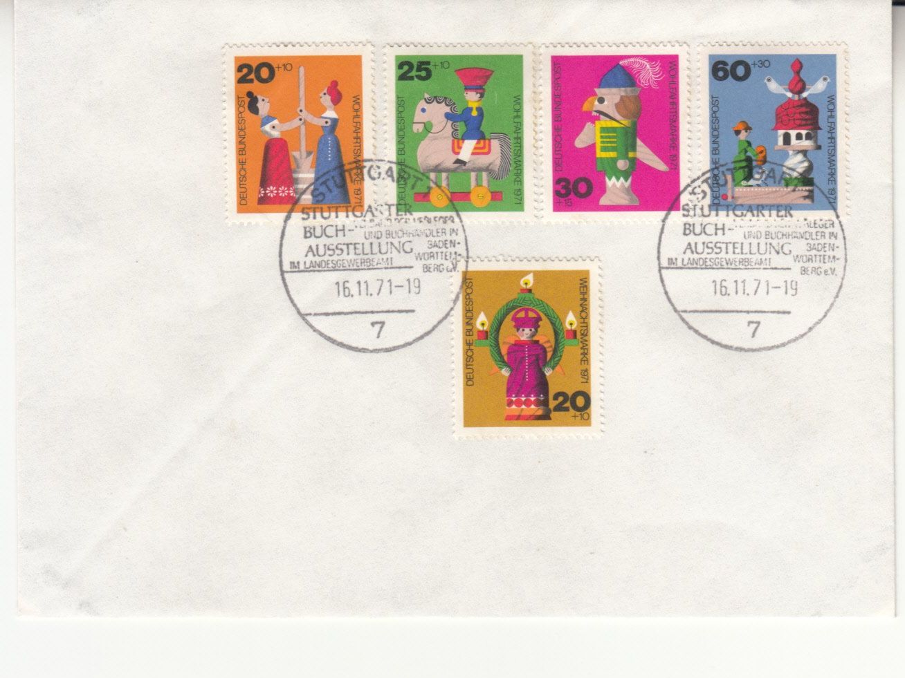 Tutti i francobolli: BRD Mi 705 - 708, 709 mit Sonderstempel Stuttgart – Usato da Bürglen TG venduto da StampGraf
