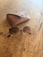 Hippie Sonnenbrille Ray-Ban Oktagon Goldbraun mit Etui
