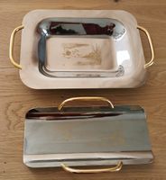 Edle Serviertabletts, vintage mit Goldakzenten, 2 Stück