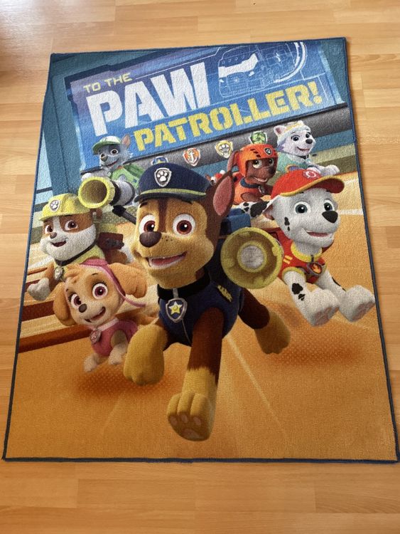 Rustikaler Bauernhaus Teppich 100x150cm - Pfotenprint Grau Blau Rutschfest