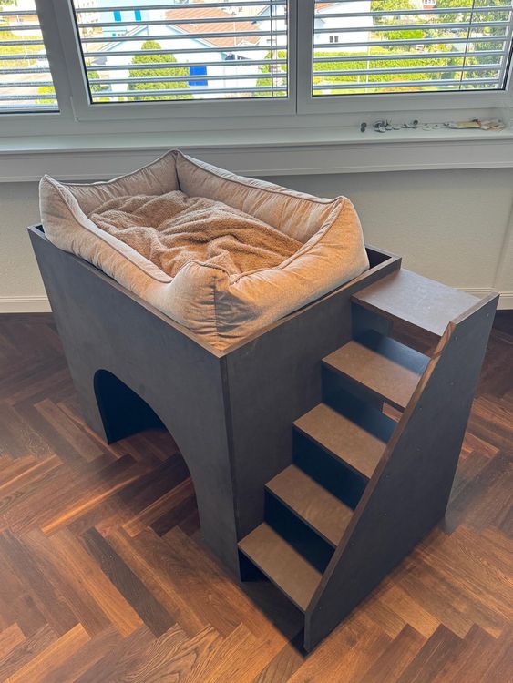 Stilvolle Erhãƒâhtes Hundebett Mit Treppe Bild