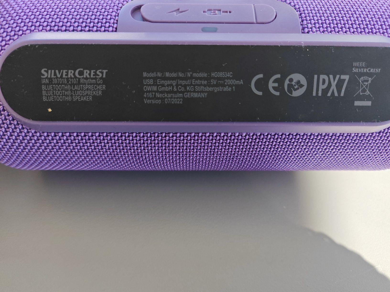 SilverCrest Casse acustiche:  Silvercrest  Bluetooth Lautsprecher lila IPX7  – Usato da Davos Dorf venduto da bertuuu 1