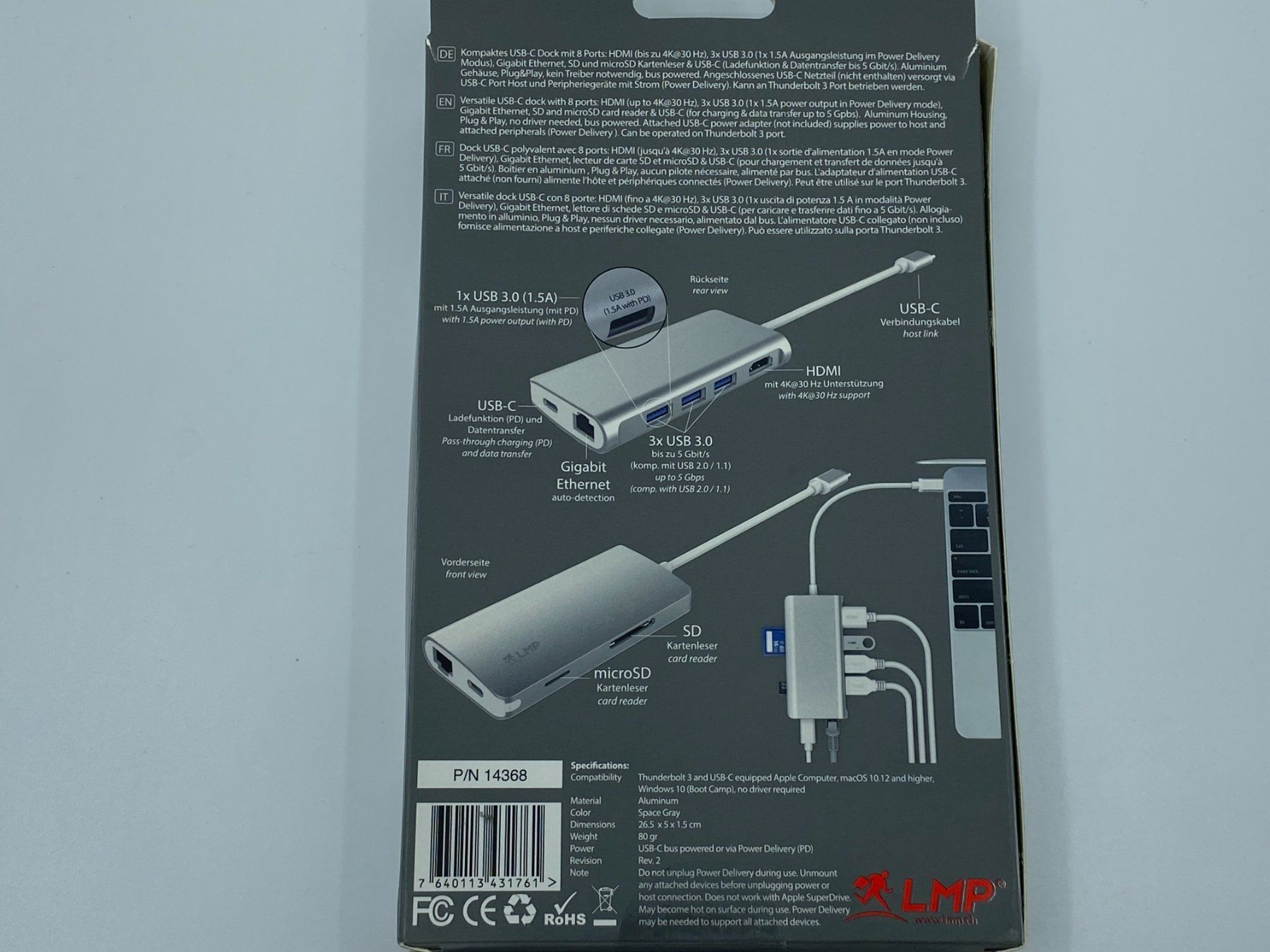 Docking station: LMP Dockingstation USB-C Travel Dock Silber – Nuovo (secondo la descrizione) da Langwiesen venduto da Restposten-24 3