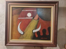 Abstract Dark Nature Morte Art - Medium Size Painting