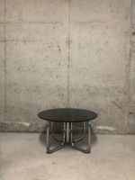 Space Age Coffee Table | Chrome Metal & Smoked Fumé Glass
