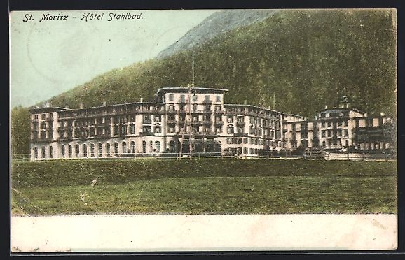 Ansichtskarten: AK St. Moritz, Hotel Stahlbad, 1906 – Gebraucht aus Berlin von bartko-reher