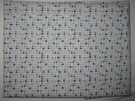 Baumwollstoff weiss mit grau/mint kleinen Kästli
