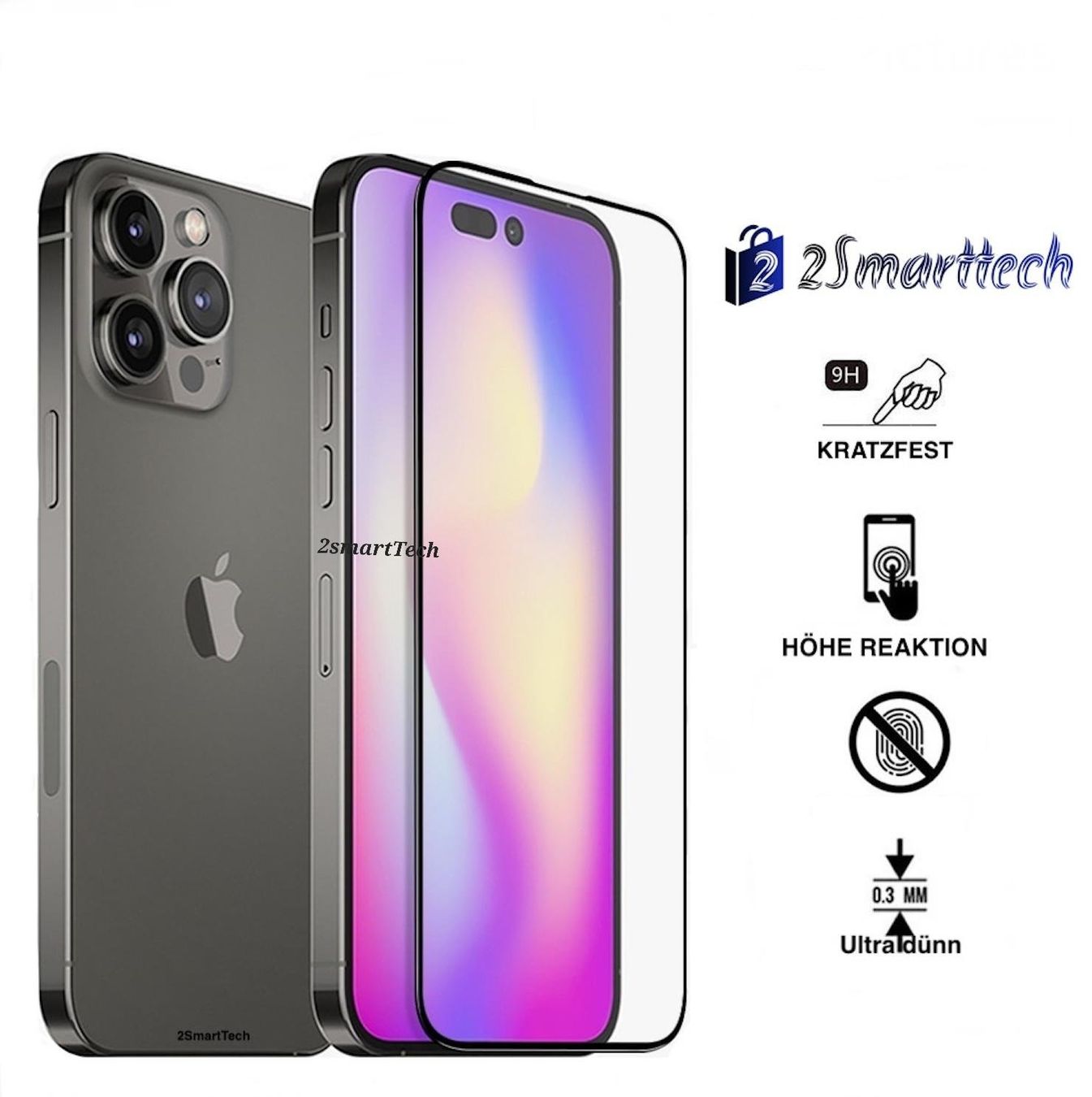 Apple Cover & Protezioni schermo: iPhone 14 Panzerglas / Tempered Glass mit Schwarz Linie – Nuovo e nell'imballaggio originale da Rudolfstetten venduto da 2SmartTech