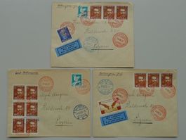 1932, BELLINZONA-GENF, attraktive drei Briefe +rote Stempel!