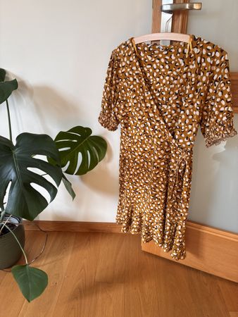 Tu Woman Mustard Animal Print Wrap Dress