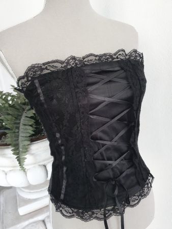 Gothic Corsage Satin m. Spitze Gr S
