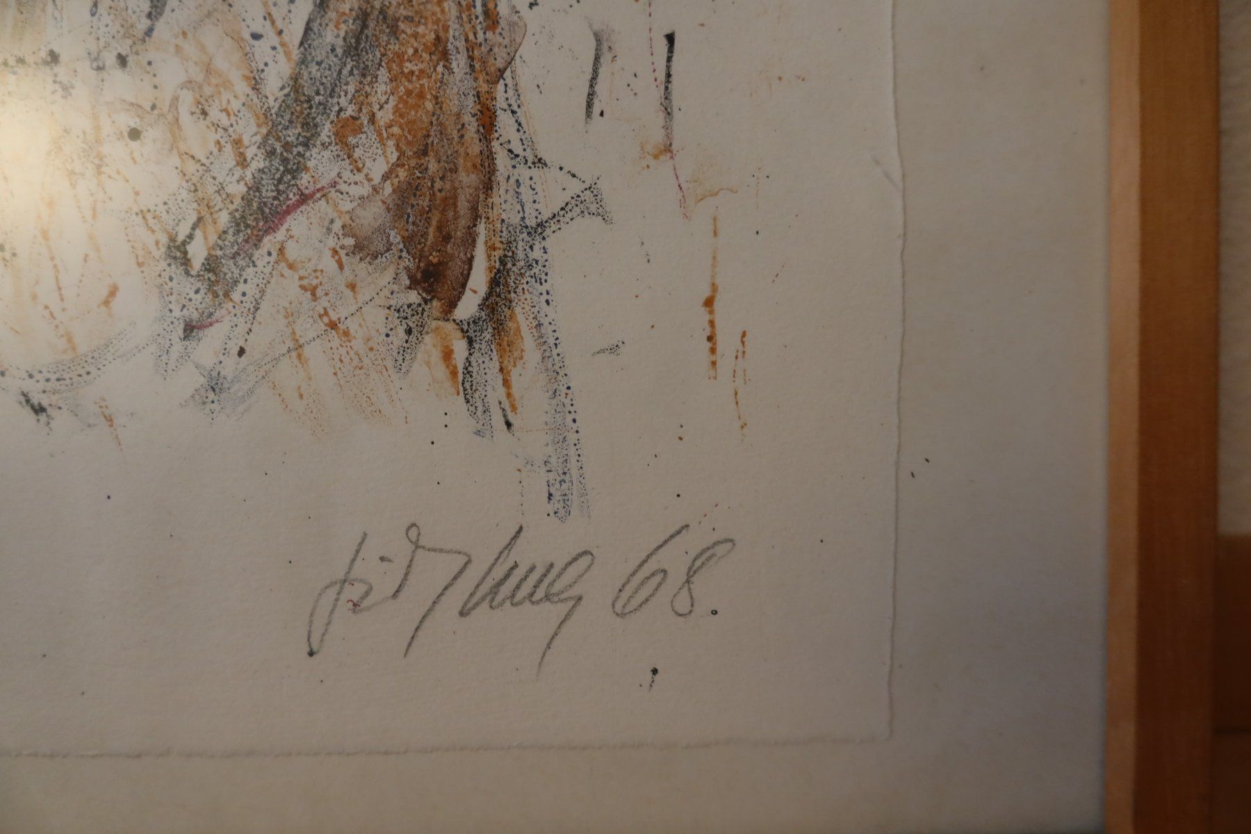 Grafica & Litografie: Fritz Hug Lithographie, Künstlerprobe, 1968, Echtholzrahmen – Usato da Rütihof venduto da Melser2 1