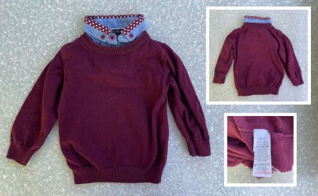 Gr.86 (1-1,5 Jahre), Pullover mit Hemdkragen, 2-in-1 Pullove