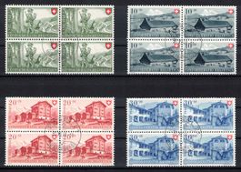 1948 Pro Patria Serie im 4er-Block Nr. B38-B41, Letzttag-ʘ