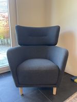 IKEA Modern Armchair Grey Upholstered with Wooden Legs New