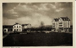 EMMENBRÜCKE Station und Post mit Postauto's LU gel. 1927!