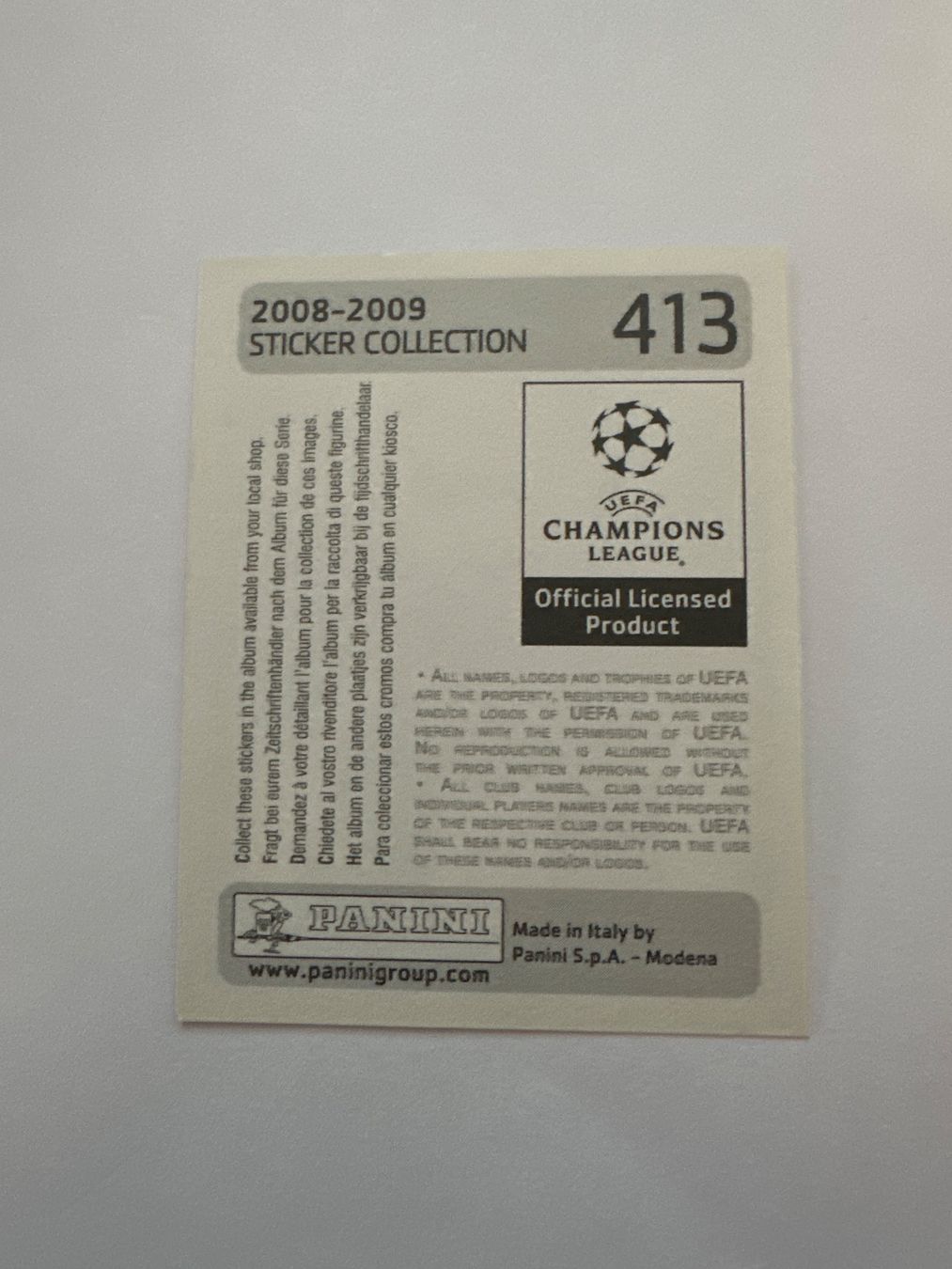 Panini Carte collezionabili: Panini UEFA Champions League 2008-2009 - Nr. 413 – Usato da Sulz AG venduto da DealWerk 1