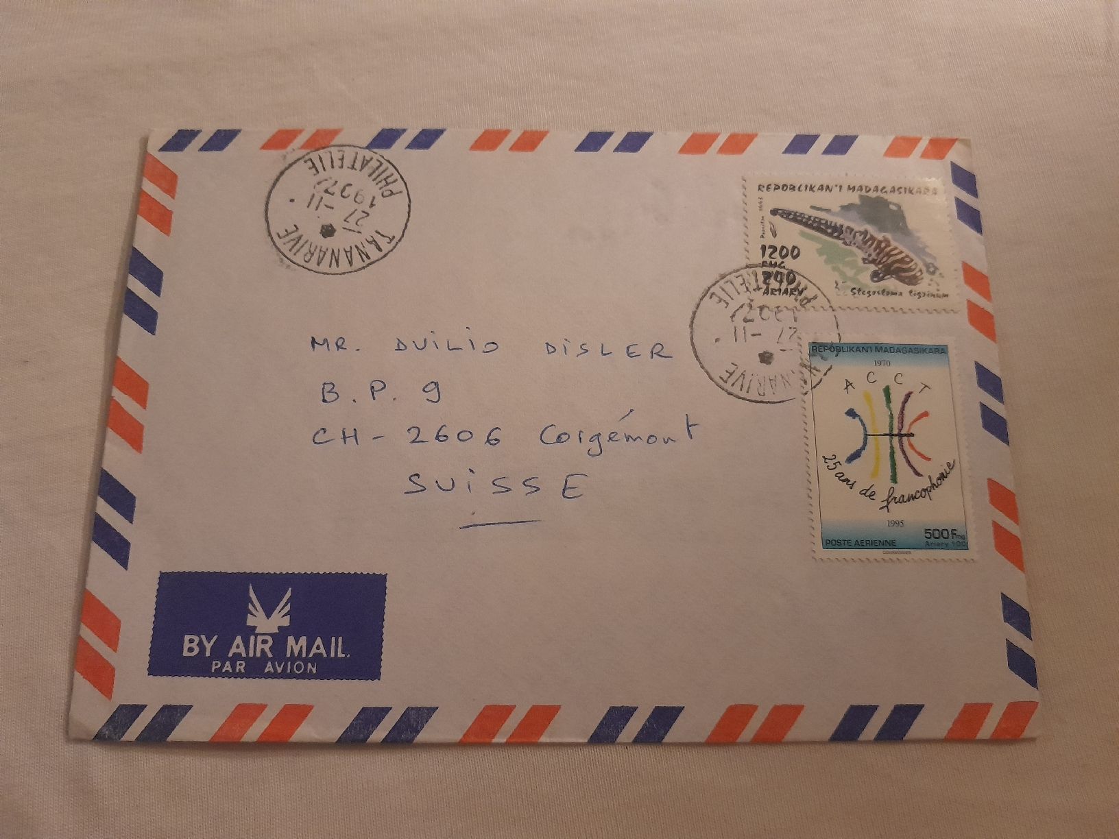 Alle Briefmarken: Enveloppe Madagascar poisson – Gebraucht aus Marly von globetrotter1723