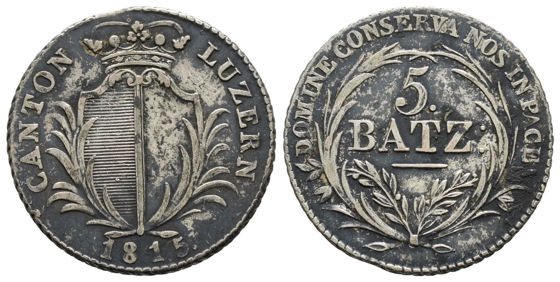 Tutti le monete: Luzern 5 Batzen 1815  /2052 – Usato da Trimbach venduto da Solothurn1