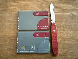 Victorinox SwissCard Kapo Thurgau und Taschenmesser rot