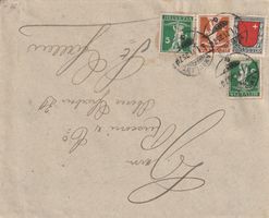 Brief-3 Farben-Mischfrankatur-Bahnpoststempel-1921