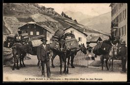 AK Saas-Fee, Schweiz. Post in den Bergen