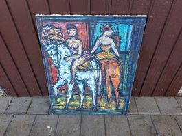 Original Gemälde "Reiterinnen" von Barbglas, Rarität!