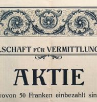 orig AKTIENGESELLSCHAFT FÜR VERMITTLUNGS-GESCHÄFTE 1912 Bern