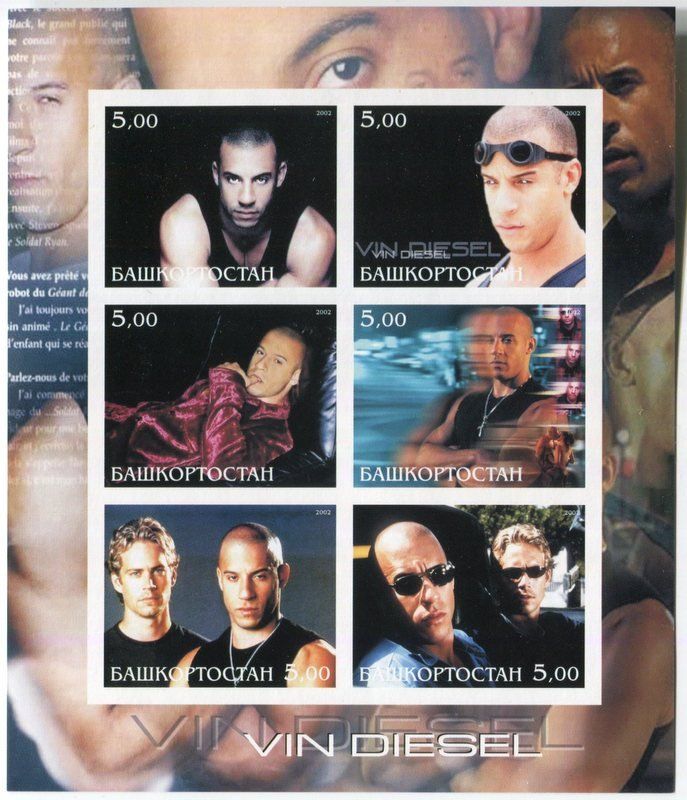 Tutti i francobolli: Block "Vin Diesel & Paul Walker". Baschkortostan – Nuovo e nell'imballaggio originale da Basel venduto da Butsch5