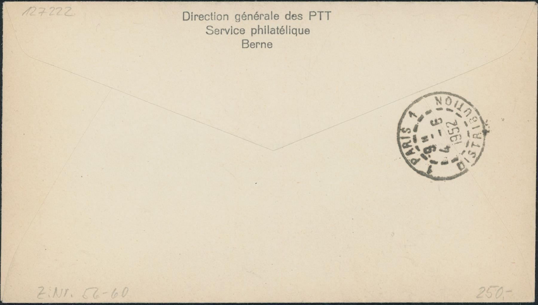 Tutti i francobolli: 1952 - Pro Patria - FDC ET · fr – Usato da Schindellegi venduto da leecollect 1