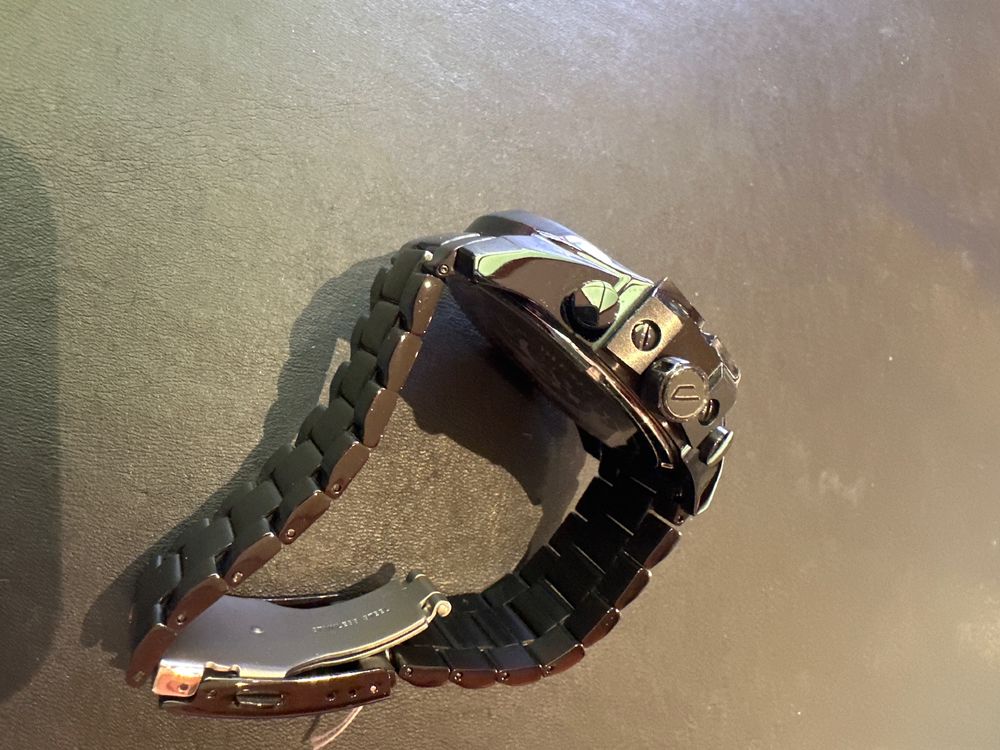 Schwarze Diesel Herrenuhr Chronograph Edelstahl Armband 5