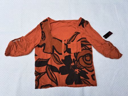 NEU! Orange Sommerbluse mit Blumenmuster, Grösse 40