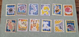 12 Pokémon Sticker Set Vintage 1999 guter Zustand