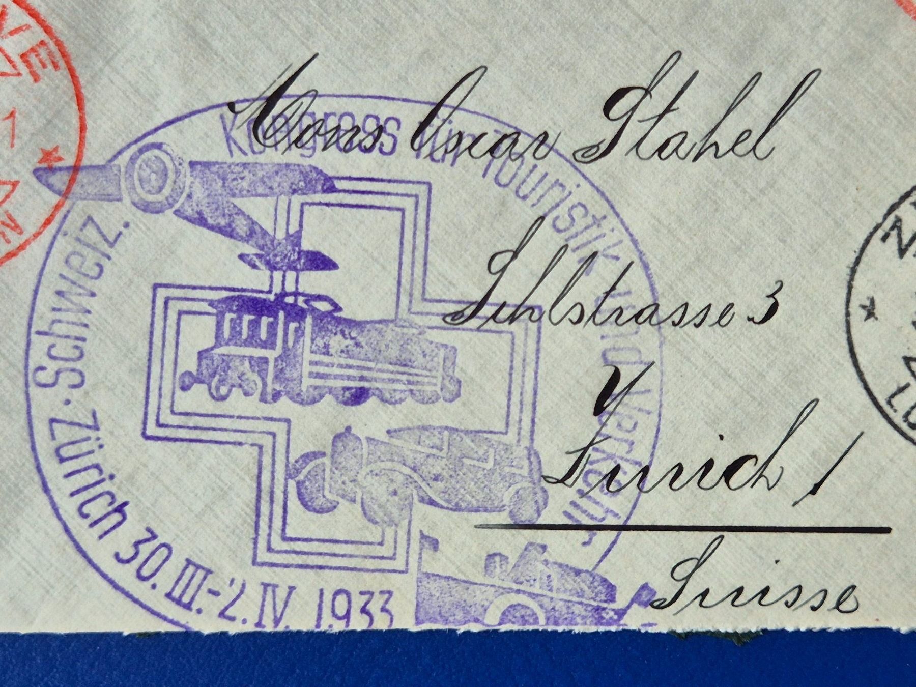 Tutti i francobolli: Luftpostbrief Genf - Zürich 30.III.33 – Usato da Seewen SZ venduto da SuperpumaDisplayTeam 2