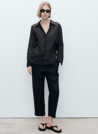 🤩MANGO NEUE KOLLEKTION LEINEN-HOSE SCHWARZ 35.- STATT 50.-