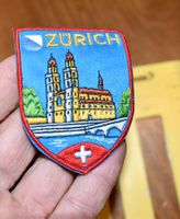 VINTAGE Badge Zürich HELLBLAU nos ST. GALLER STICKEREI