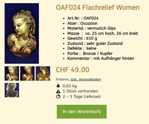 Statuette: Figur OAF023  , Sammlungsauflösung – Usato da Hagenbuch ZH venduto da cougar1 1