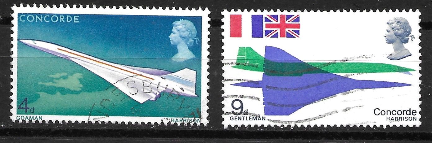 Tutti i francobolli: GB 1969: Erstflug des Flugzeugs Concorde – Usato da Zürich venduto da Rainstamps