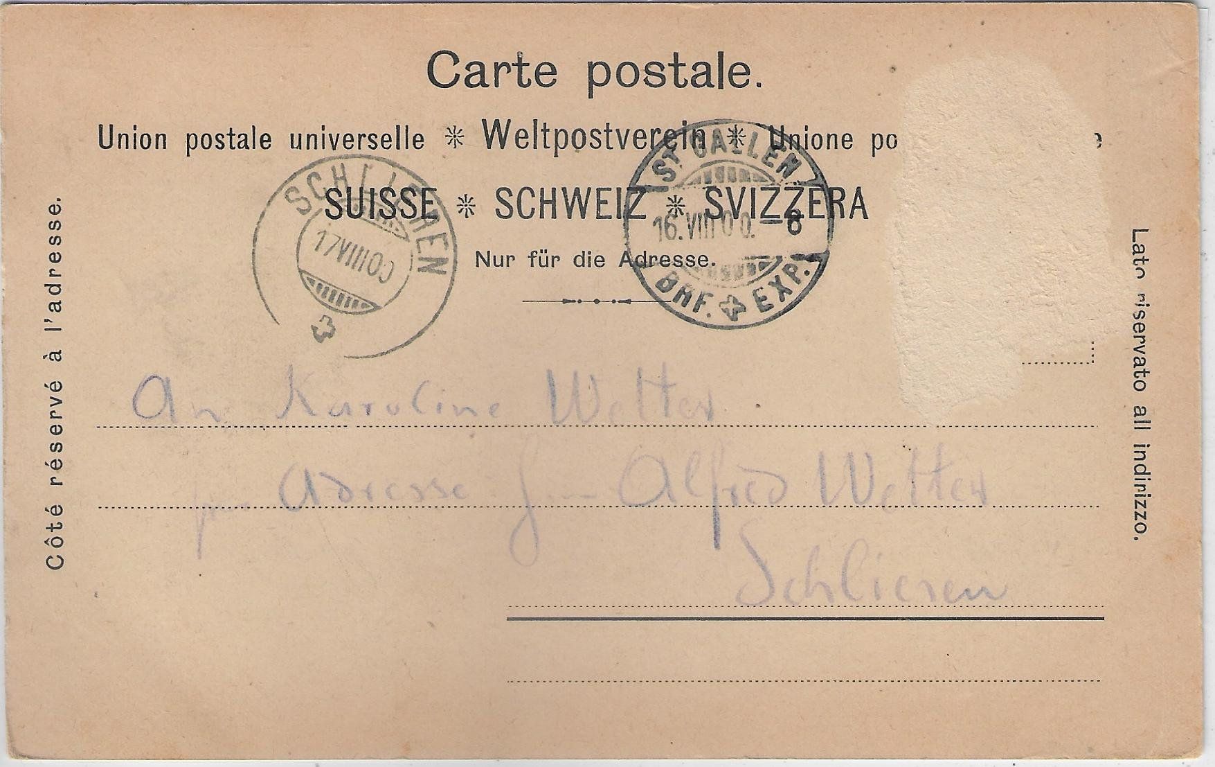 Cartoline postali: Gruss aus St. Gallen - Monumentalbrunnen – Difettoso da Ettingen venduto da Kartenplanet 1