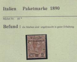Italien- Paketmarke 1890 , Nr.66 ungebraucht *