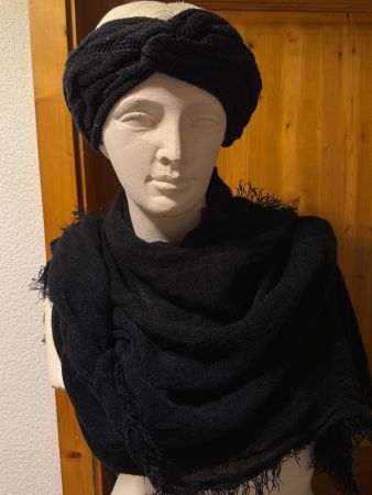 Stirnband und Schal Set schwarz gebraucht guter Zustand