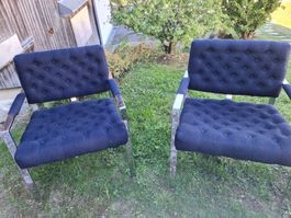 2 Sessel blau mit Chromgestell gebraucht im Set verkauft