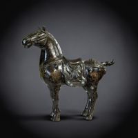 Altes China Bronze Pferd Skulptur mit Schriftzeichen