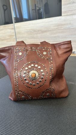 Sac en cuir marron «Authentic Moroccan Leather Craft»