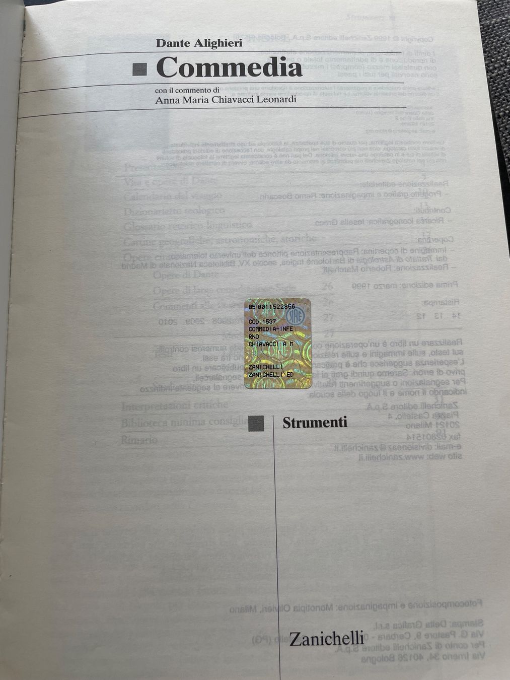 Libri: Strumenti per leggere la Divina Commedia, Chiavacci – Usato da Minusio venduto da jas_ry5h 2