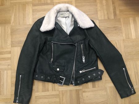 Veste en simili cuir Zara vert foncé 