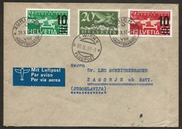 Flugpost Schweiz 1937 Zürich Wien BelgradLuftpost