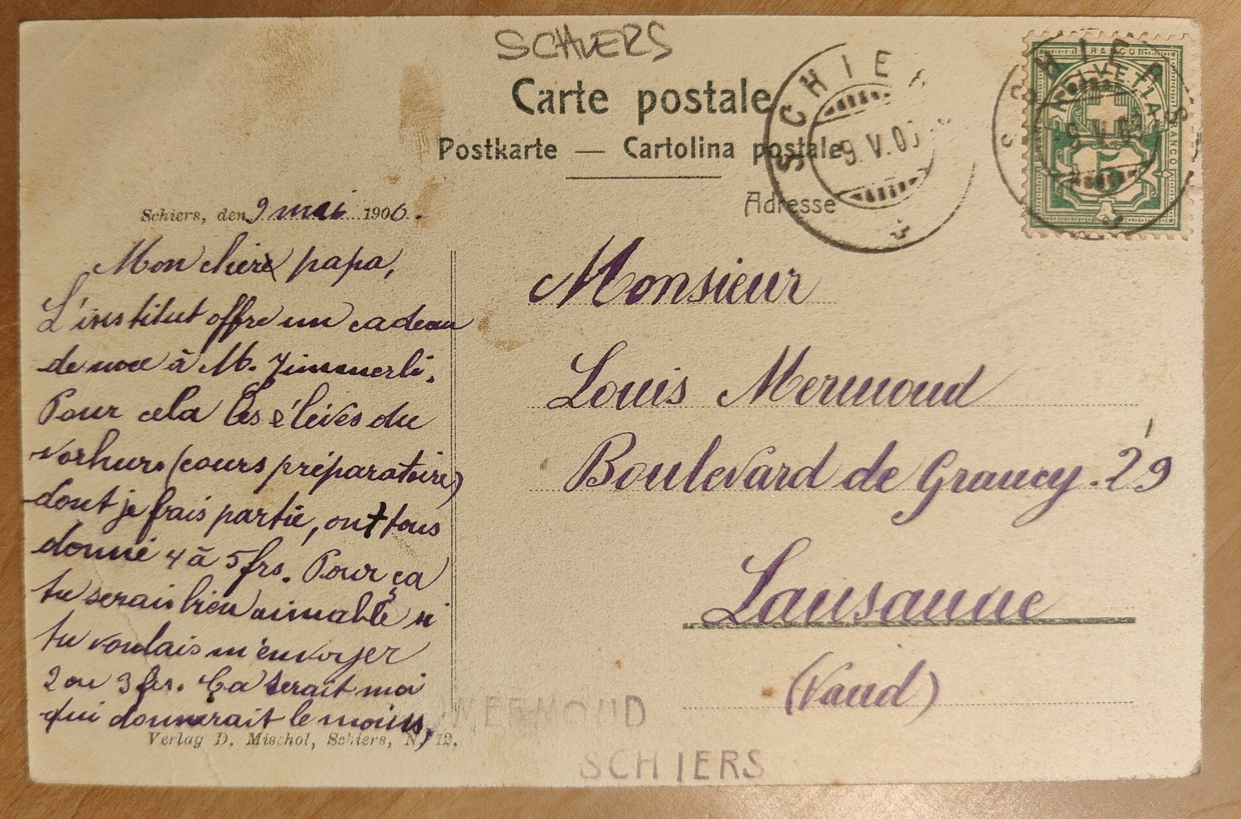Cartoline postali: Schiers um 1905 – Usato da St. Erhard venduto da Chaeferli6 1